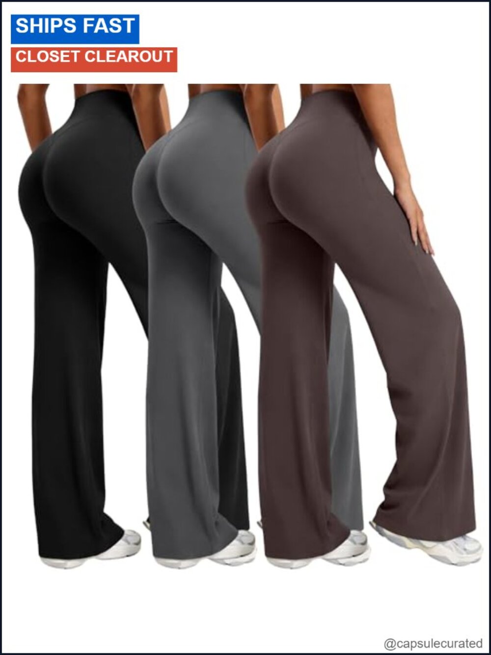 3 Pack Women's Straight Leg Workout Leggings High Waist No Front Seam